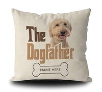 Taie d'oreiller Personalized The Dogfather Goldendoodle Funny Dog Bone Animal Pet Protege Oreiller Résistant Housse Oreiller Respirant Housse De Coussin pour Jardin Bureau Chambre 45X45CM