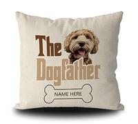 Taie d'oreiller Personalized The Dogfather Labradoodle Funny Dog Bone Animal Pet Housse De Coussin Confortable Housse Oreiller Respirant Protege Oreiller pour Salon Chambre Bureau 45X45CM