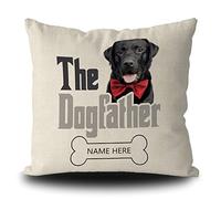 Taie d'oreiller Personalized The Dogfather Labrador Funny Dog Bone Animal Pet Protege Oreiller Résistant Housse Oreiller Décoratives Housse De Coussin pour Chambre Salon Bureau 45X45CM