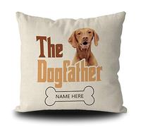 Taie d'oreiller Personalized The Dogfather Vizsla Funny Dog Bone Animal Pet Housse De Coussin Confortable Housse Oreiller Décoratives Protege Oreiller pour Salon Chambre Bureau 45X45CM