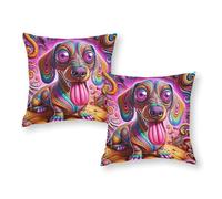 Taie d'oreiller personnalisée Rainbow Dog Art Queen Size, Lavable en Machine, pour canapé, Fauteuil ou Chambre, 45,7 x 45,7 cm (18 x 18 Pouces).