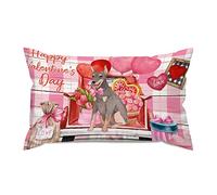 Taie d'oreiller Pink Plaid Day Truck Heart Balloon with Dog Day Taies D'Oreillers Hypoallergéniquea Pillow Covers Doux Et Confortable Taies d'oreiller pour Maison Chambre Linge De Lit L