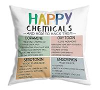 Taie d'oreiller Positive Mental Health Happiness Chemicals Pillow Covers Infroissable Taies D'Oreillers pour Canapé Chambre 45x45 CM