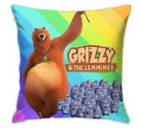 Taie d'oreiller pour Grizzy et Les Lemmings Housse de Coussin Anime 45,7 x 45,7 cm Taie d'oreiller Home Decor Carré Coton Lin Taie d'oreiller Housse de Coussin