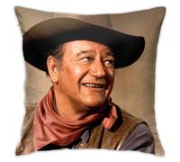 Taie d'oreiller pour John Wayne Vintage Shabby Chic Housse de Coussin carré Coton Lin taie d'oreiller pour canapé Chambre Chaise Voiture 18x18 Pouces
