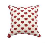 Taie d'oreiller pour la Saint-Valentin, 45 x 45 cm, cœur rouge brodé, taie d'oreiller 3D pour canapé-lit, housse de dossier simple, sans insert