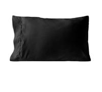 Taie d'oreiller Queen King en Coton et Polyester Solide pour lit, Housse de Coussin épaisse et Douce pour Dormir, Taille Standard, Une pièce, Noir, Queen 51 x 76 cm