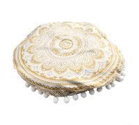 Taie d'oreiller ronde bohème 43 cm en fibre de polyester avec motif imprimé double face - Fermeture latérale pour une insertion et un retrait faciles - Housse de coussin de sol lavable (#5)