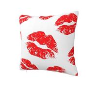 Taie d'oreiller Rouge à lèvres Lips Mark Kiss Red, Decorative Housse de Coussin Canapé Taie Oreiller pour Maison Salon Chambre, 45 x 45 cm, 2 Pcs
