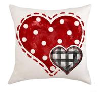 Taie d'oreiller Saint Valentin, 45 x 45 cm, cœur rouge, décoration pour salon, chambre à coucher et bureau - Ornement de vacances en lin pour décoration d'intérieur romantique (1)