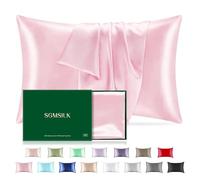 Taie d'oreiller SGMSILK 100% Soie 22 Momme 6A Texture Douce et Lisse, Sommeil dans Un Confort Ultime avec 600 Fils au Pouce carré, réduit la Casse des Cheveux, empêche Les Plis, Rose Doux, Standard