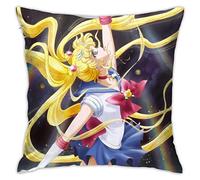 Taie d'oreiller simple face imprimée avec fermeture éclair, taille 45,7 x 45,7 cm (Sailor-Moon)