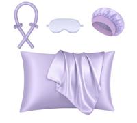 Taie d'oreiller soie satinée, bonnet, masque et boucles sans chaleur Satin Premium 6 Pièces - Accessoires Cheveux & Nuit