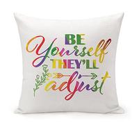 Taie d'oreiller Sois Toi-Même, Ils S'Adapteront. Citations du Mois des Fiertés Housse Oreiller Décoratif Protege Oreiller Confortable Housse De Coussin pour Balcon Canapé Chambre 45X45CM