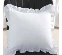 Taie d'oreiller Solide pour Housse de Coussin de canapé avec Volants, décoration d'intérieur, de Bureau, de lit, Plusieurs Tailles 40 x 40 cm, 45 x 45 cm, 50 x 50 cm, Blanc, 1 pièce 40 x 40 cm