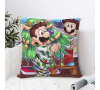 Taie d'oreiller Super Mario Bros Noël Doux Taie d'oreiller Kawaii Housse de coussin Imprimé Taies d'oreiller pour canapé Décoration d'intérieur