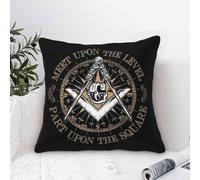 Taie d'oreiller Symbole Maçonnique Franc-Maçon Carrées Taie d'oreiller Confortable Housse Coussin pour Maison, Voiture, Canapé, 45x45cm