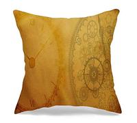Taie d'oreiller taie d'oreiller Beige Vieilli Rouille Vintage Horloge Steampunk Abstrait Marron Antique Histoire Toile Classique mécanique Confortable Lin carré décoratif Housses de Coussin pour Can