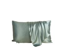Taie d'oreiller Taie d'oreiller en Soie de mûrier, Couleur Unie, épaisse, for Les Cheveux et la Peau(Green)