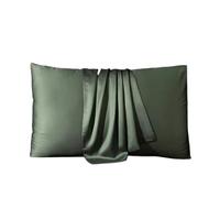 Taie d'oreiller Taie d'oreiller en Soie de mûrier Naturelle, Couleur Unie, taie(Green2,48x74cm 2pc)