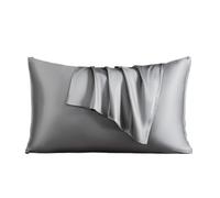 Taie d'oreiller Taie d'oreiller en Soie de mûrier Naturelle, Couleur Unie, taie(Grey,48x74cm 1pc)