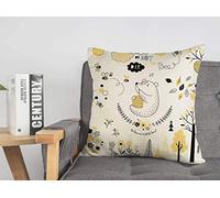 Taie d'oreiller taie d'oreiller Mignon Ours Faire Ruche Abeille Chambre Motif imprimé Feuille éléments Chemise Collection Animaux Faune Objets Confortable Lin carré décoratif Housses de Coussin pour