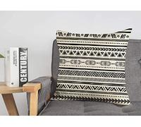 Taie d'oreiller taie d'oreiller Motif Main linéaire Tribal Ethic Grunge Doodle Robe Abstraite géométrie Brosse géométrique rétro dessiné Confortable Lin carré décoratif Housses de Coussin pour canap