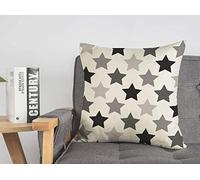 Taie d'oreiller taie d'oreiller Motif Simple Texture Vintage Mignon Gris géométrie Abstraite étoiles bébé Noir Enfants rétro Classique Confortable Lin carré décoratif Housses de Coussin pour canapé