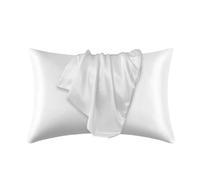 Taie d'oreiller, Taies d'oreiller en satin de soie multicolore 51x(66-76) cm(White,51cmx76cm)