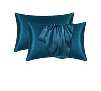 Taie d'oreiller, Taies d'oreiller en soie multicolore 51x(66-76) cm(Peacock Blue,1PCx51x66cm(20x26in))