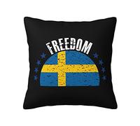 Taie d'oreiller The Sweden Flag and Freedom Housse De Coussin Décoratives Housse Oreiller Respirant Protege Oreiller pour Chambre Bureau Salon 45X45CM