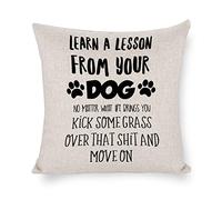 Taie d'oreiller Tirez Une Leçon De Votre Chien. Peu Importe Ce Que La Vie Vous Réserve, Passez À Autre Chose. Oubliez Tout Ça Et Allez De l'avant. Housse Oreiller Respirant pour 45X45CM