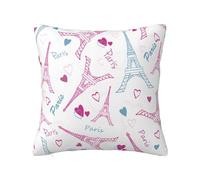 Taie d'oreiller Tour Eiffel Paris Love Pink Doux Taie Oreiller Decorative Taies D'Oreillers pour Jardin Salon Canapé 45X45Cm