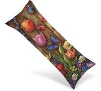 Taie d'oreiller Tulipe 90x30 cm Grande Housse Coussin Papillon pour Coussin Canape Decoration avec Fermeture éclair Invisible, Body Pillow Case Décoration pour Salons Chambres, Cadeaux Femmes 1Y-1940