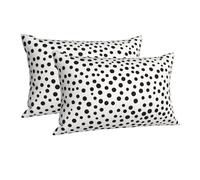 Taie d'oreiller ultra douce avec fermeture éclair dissimulée - Douce et respirante - Taies d'oreiller standard à pois noirs pour grand lit - 50,8 x 76,2 cm