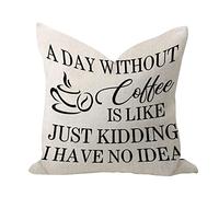 Taie d'oreiller Une Journée sans Café, C'est comme... Je Plaisante, Je N'En AI Aucune Idée. Vintage Housse Oreiller Résistant Housse De Coussin Respirant Protege Oreiller pour Balcon 45X45CM