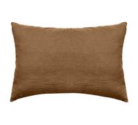 Taie d'oreiller uni 50x70 cm 100% lin lavé SONATE marron Cognac