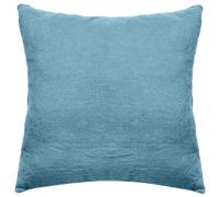 Taie d'oreiller uni 65X65 cm Lin lavé froissé SONATE Bleu Topaze