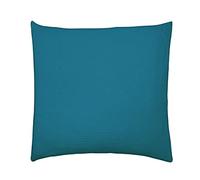 Taie d'oreiller Unie en Gaze de Coton lavée, Tendresse, 65x65cm, Bleu Paon