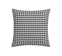 Taie d'oreiller vichy noir blanc gris housse de coussin douce et confortable double face housse de coussin en peluche adaptée pour la maison, le canapé de voiture oreiller -45 x 45 cm