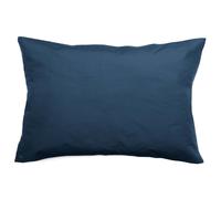 Taie d'oreiller volants plats 50x70 cm percale MANOIR bleu Marine