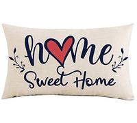 Taie d'oreiller Watercolor Home Sweet Home Red Love Dark Blue Font Decor Housse De Coussin Confortable Housse d'oreiller Décoratives Taie Oreiller pour Canapé Chambre Salon 40x60cm