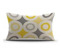 Taie d'oreiller Yellow and Gray Dots Circles Strokes Modern Taies D'Oreillers Resistant Housse Oreillers Infroissable Taies d'oreiller pour Chambre Maison Salon L