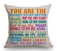 Taie d'oreiller You are The Peanut to My Butter Best Friend Quotes Housse Oreillers Doux Et Confortable Pillow Covers pour Linge De Lit Chambre 45x45 CM