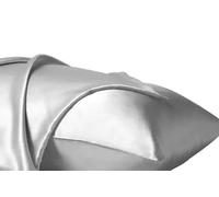 Taie d'oreillers en Soie 65x65 - Oreiller Anti-Rides, Anti-acarien et Non Absorbant - 100% Soie pour Cheveux et Peau en Bonne santé (Argenté)