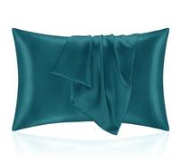 Taie Oreille 40x70 en Satin, Housse Oreiller Satinées Protège Peau et Cheveux - Ultra Douce et Hypoallergénique - Lot de 2 Taies d'oreiller avec Fermeture Éclair Bleu Vert