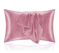 Taie Oreille 50x70 en Satin, Housse Oreiller Satinées Protège Peau et Cheveux - Ultra Douce et Hypoallergénique - Lot de 2 Taies d'oreiller avec Fermeture Éclair Fuchsia