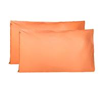 Taie Oreiller 100% Coton 40x70 CM Lot De 2, Taie d'oreiller Rectangulaire 100% Puro Coton avec Fermeture - Orange