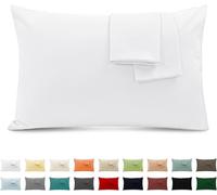 Taie Oreiller 100% Coton 40x70cm 2PCS, Taie d'oreiller Rectangulaire Puro Coton Jersey 120GSM - Housse de Coussin Résistant et Hypoallergénique Blanc