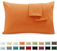 Taie Oreiller 100% Coton 40x70cm 2PCS, Taie d'oreiller Rectangulaire Puro Coton Jersey 120GSM - Housse de Coussin Résistant et Hypoallergénique Orange